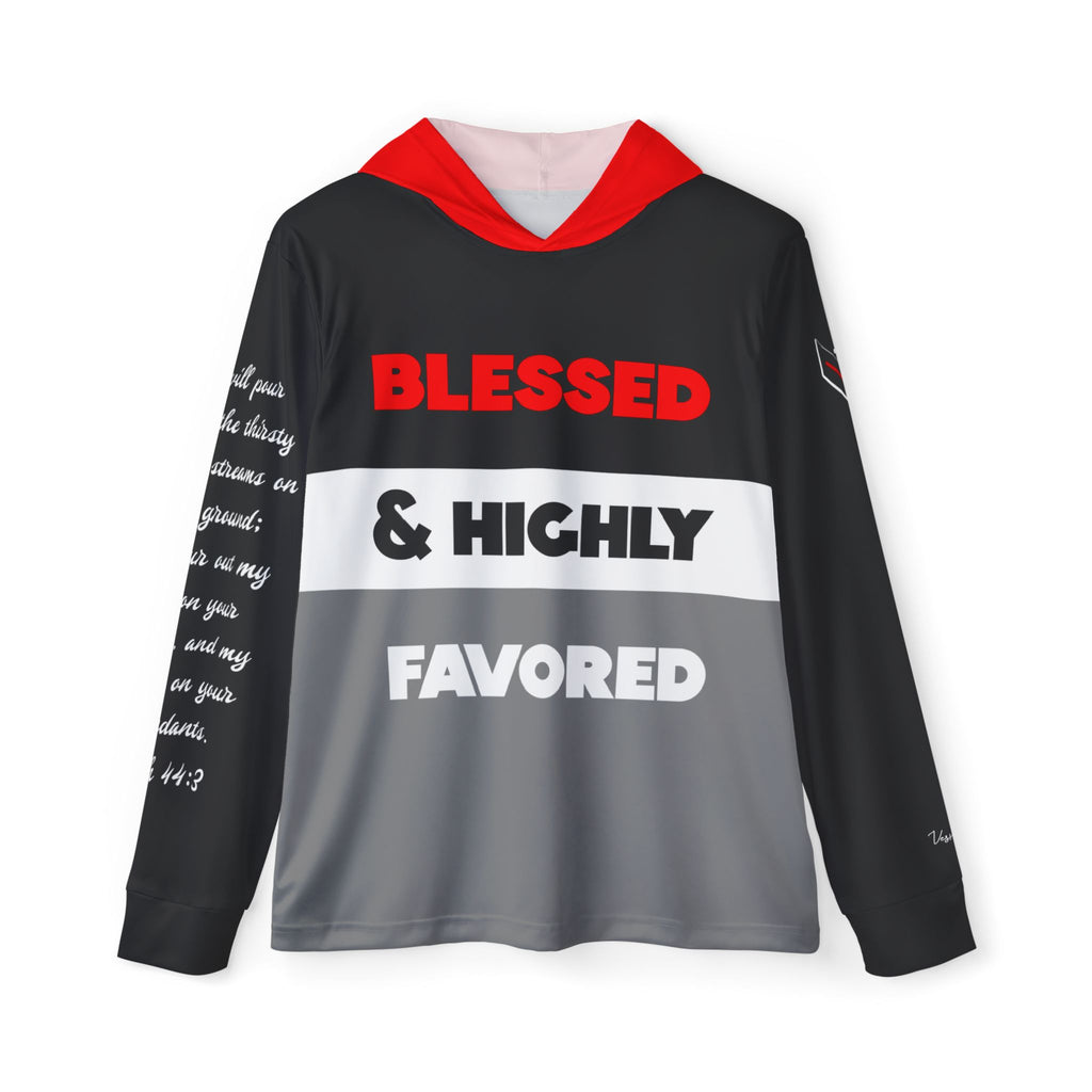 Blessed & Highly Favored Hoodie — Christian Faith-Based Men's Sports Warmup