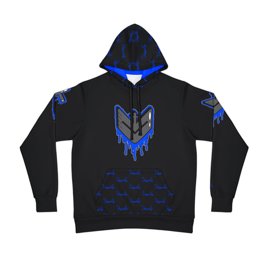 Blue Drippy Athletic Hoodie - Edgy Design for Streetwear Lovers