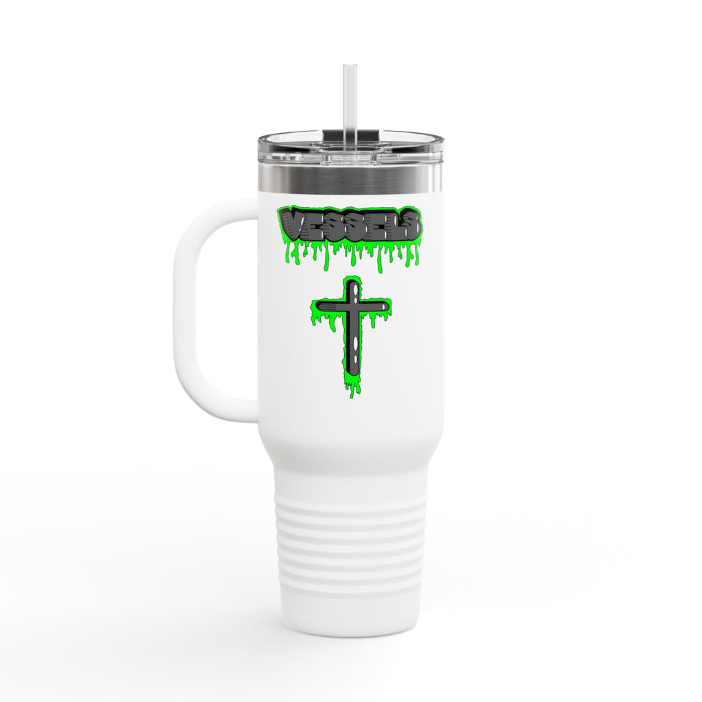 Vessels Graffiti Insulated Travel Mug, 40oz - Cross, Jesus Died for Us, Religious Gift, Large Stainless Steel Tumbler, Christian Witness,