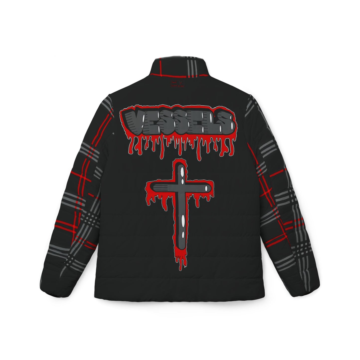 Women's Puffer Jacket - Nothing but the blood of Jesus, Cross Dripping Christianity Design