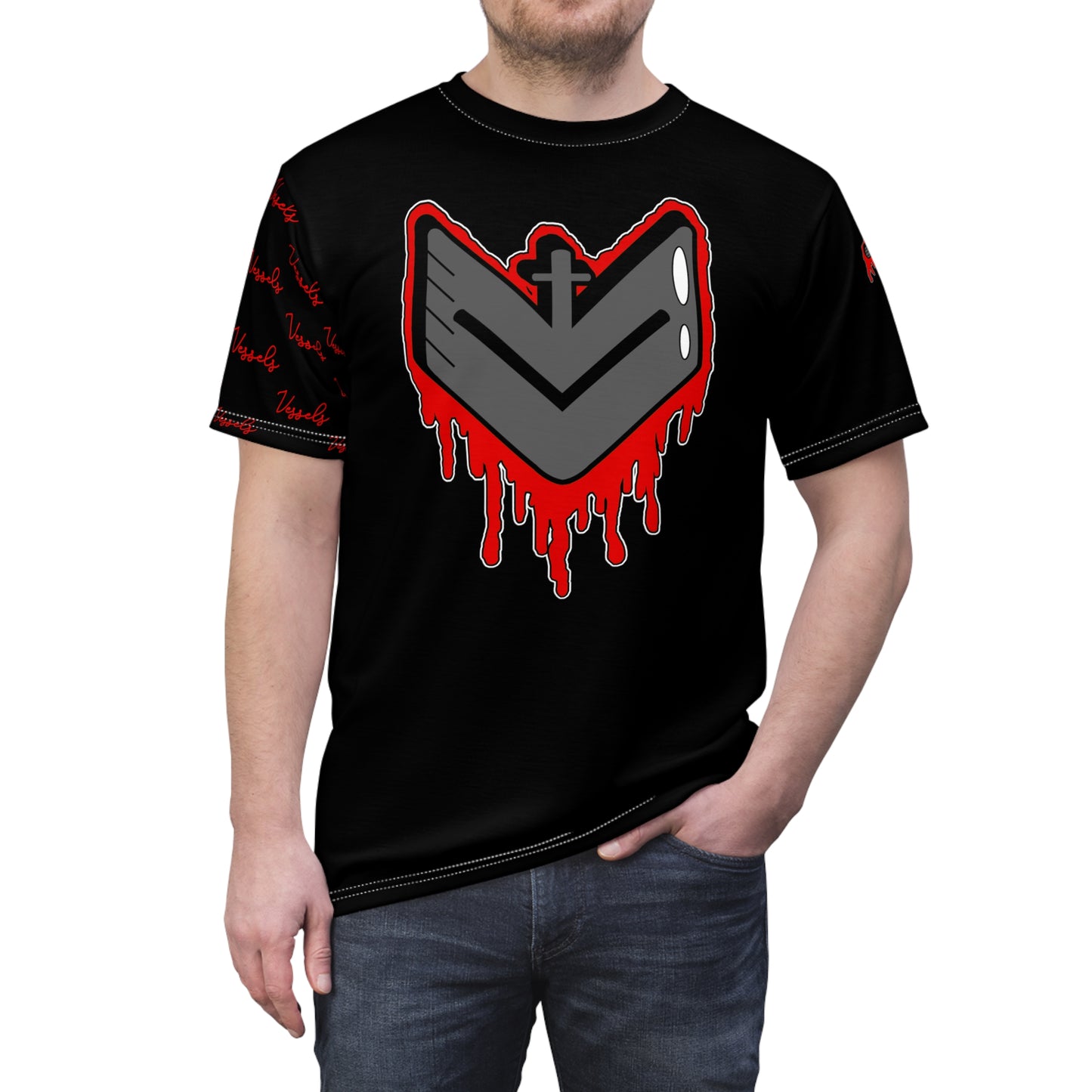 Red Drippy Graphic Tee - Edgy Design for Streetwear Lovers
